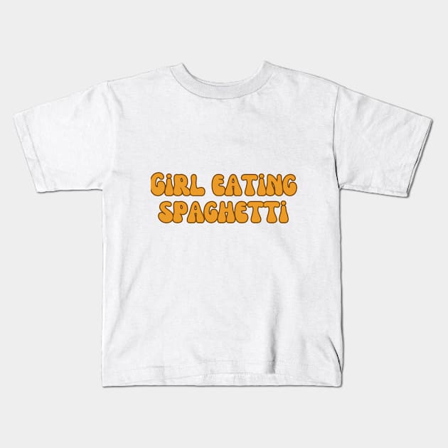 Girl eating spaghetti Kids T-Shirt by AvocadoShop